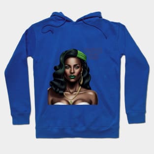 Brown Skin Green Head Band Beauty Hoodie